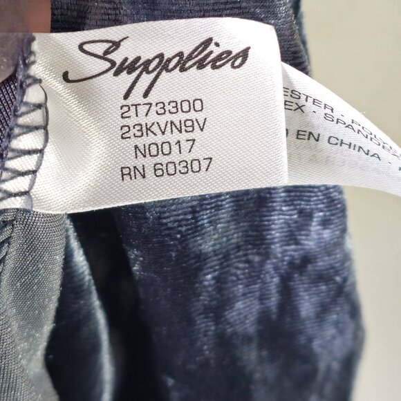 Supplies Crushed Velvet Blue 3/4 Sleeve Top XL - Picture 7 of 9